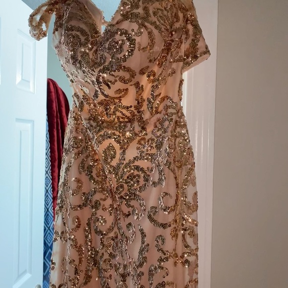 Custom rose gold and silver prom dress - Picture 2 of 4